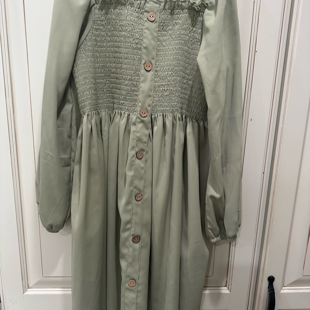 Girls’ Green Button-Down Dress